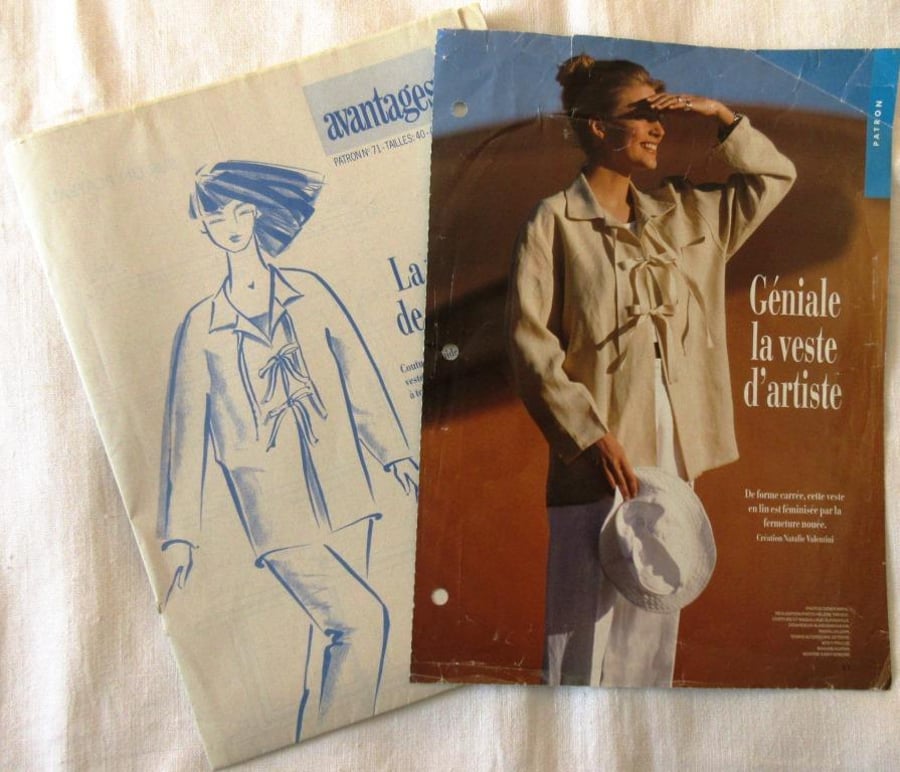 A sewing pattern for an artist's jacket from Avantages, August 1994