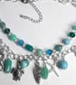 Silver Plated Beaded Sea Charm Double Layer Necklace - Image 6