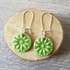 Handmade ceramic disc earrings on sterling silver ear wires