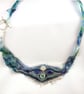 River Necklace, Beaded, Blue and Green Sea Glass - Image 1