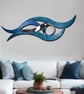 Blue Ripple Effect Stainless Steel Wall Decor – Contemporary Handmade Art