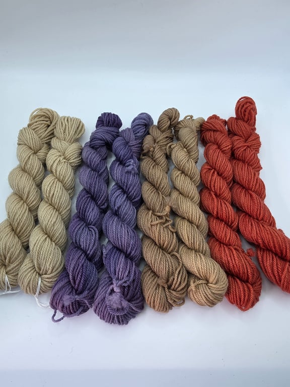 BFL mini skeins naturally dyed