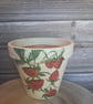 Hand Painted Strawberry Terracotta Pot, Decoupaged Garden Planter, Weatherproof 