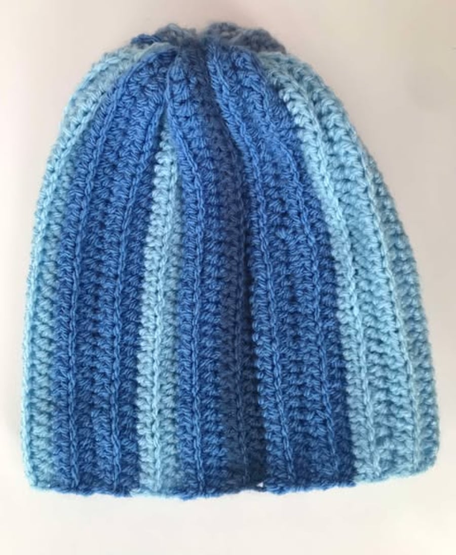 Handmade crocheted Shades of blue children hat