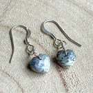 Gorgeous Opal Heart Briolette and Sterling Silver Earrings