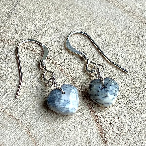 Gorgeous Opal Heart Briolette and Sterling Silver Earrings