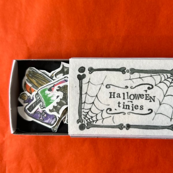 Halloween Tinies Matchbox Art - miniature illustrations