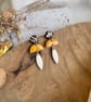Autumn Gold Fleck & Mustard Half-Moon Dangles – Polymer Clay Earrings