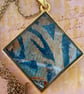 Abstract Art Pendant, wearable artwork pendant  in tones of blue