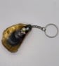 Oyster shell keyring - black and gold