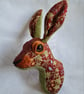 Faux hare head wall mount in May Morris fabric