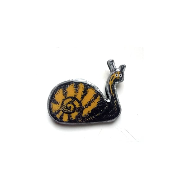 Whimsical Yellow Snail Resin Brooch by EllyMental