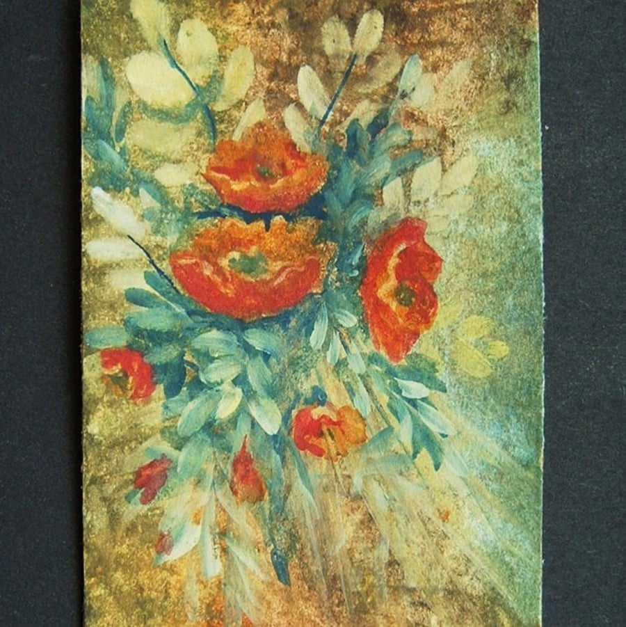 Art painting aceo original paintings poppies flowers ref 164