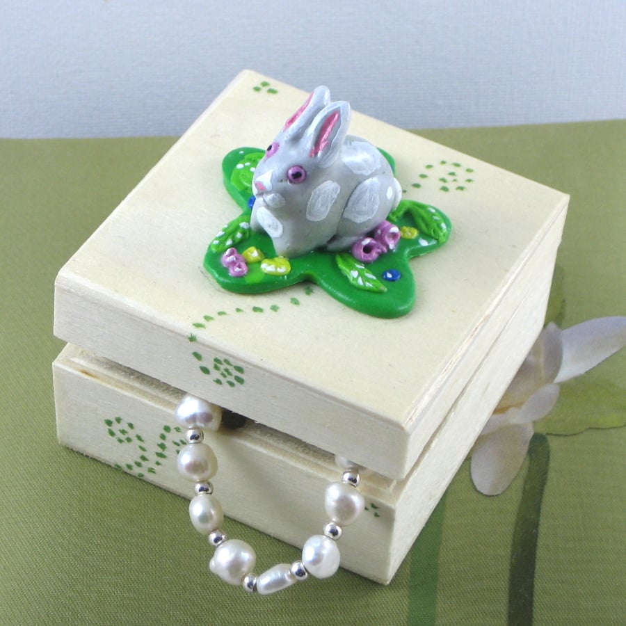 Wooden Bunny Rabbit Box, Gift for a Child