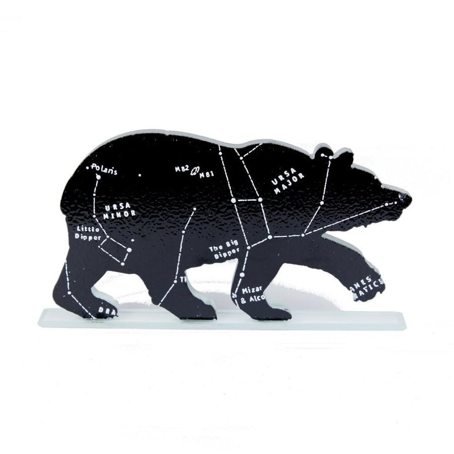 Ursa Minor Bear Glass Sculpture with Star Constellations