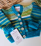  Designer Hand Knitted Baby Cardigan with Merino Wool 3-6 months size
