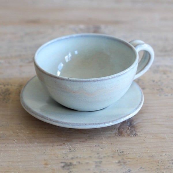 Ceramic Cup & Saucer Set - Cloud Cup & Saucer - Subtle Pink - Hot Chocolate Mug