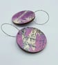 Funky abstract pink, grey and white hand printed earrings  - Image 5