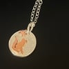 Tiny Dreaming Fox & Moon Pendant Copper, & Sterling Silver Necklace, Fox, Moon .