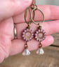 Rustic Pink Floral Earrings. Czech Glass Sunflower Earrings. Blossom Earrings - Image 2