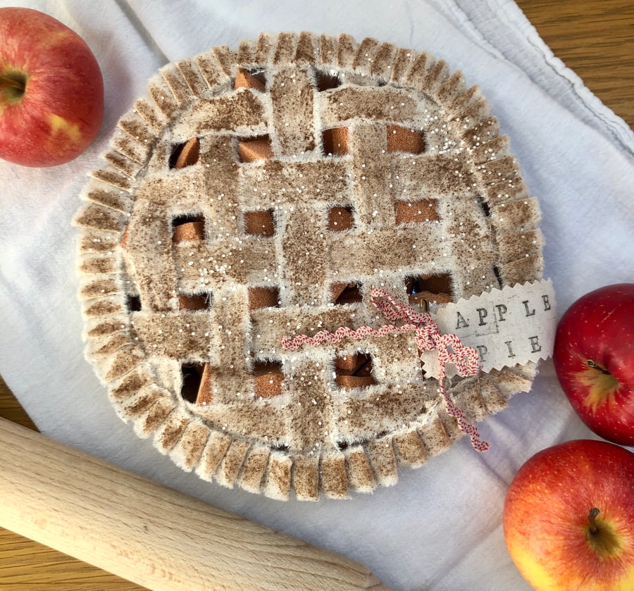 Faux apple pie, autumn fake pie display
