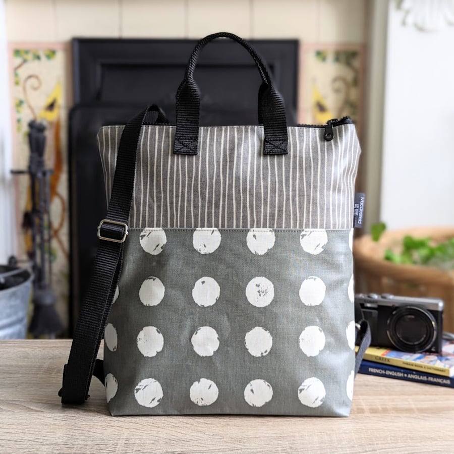 Backpack - Oilcloth Monochrome Print Small and Compact Backpack