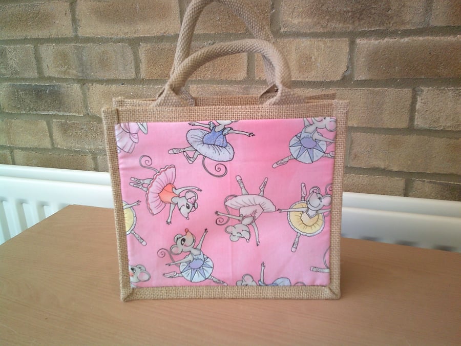 Ballerina Mice Small Jute Bag