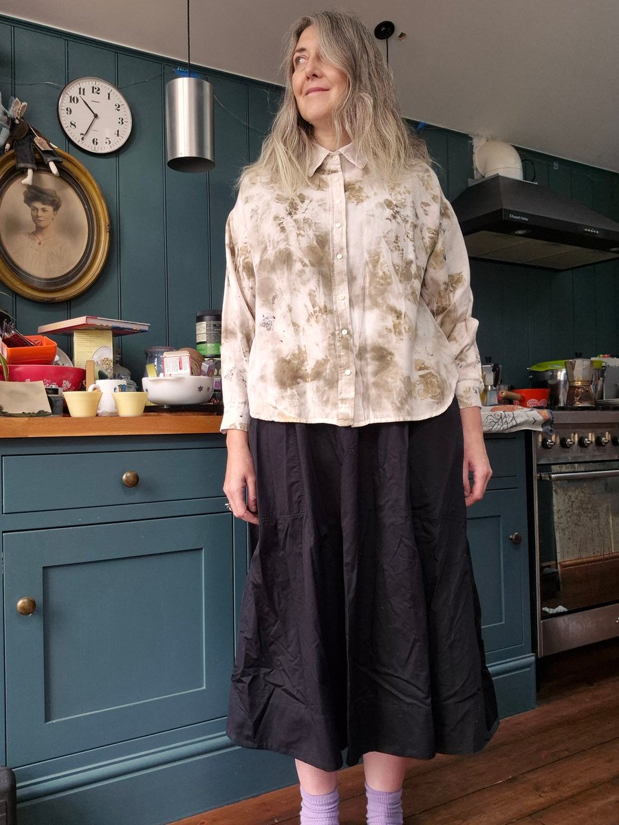 Naturally dyed cotton and linen shirt large