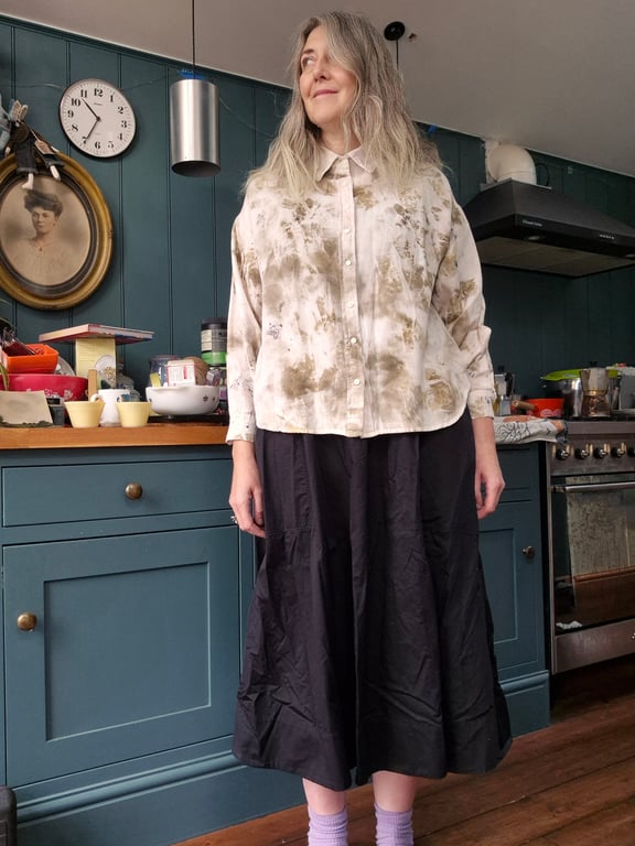 Naturally dyed cotton and linen shirt large