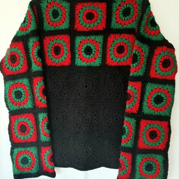 Handmade Crochet Granny Square jumper 