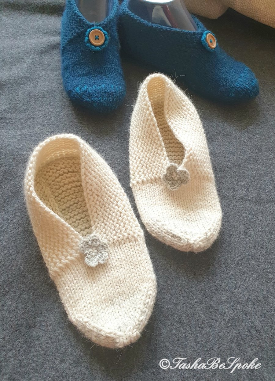 Hand knitted slippers, Wool sofa socks, Gift for women