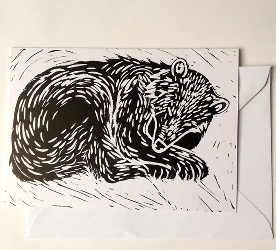 Sleeping Black Bear Card