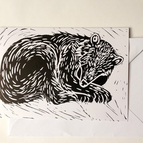 Sleeping Black Bear Card
