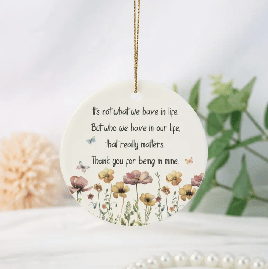 Floral Butterfly Memorial Ceramic Ornament