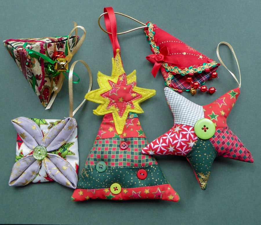  Tree Decoration Pack - Stitched Textiles