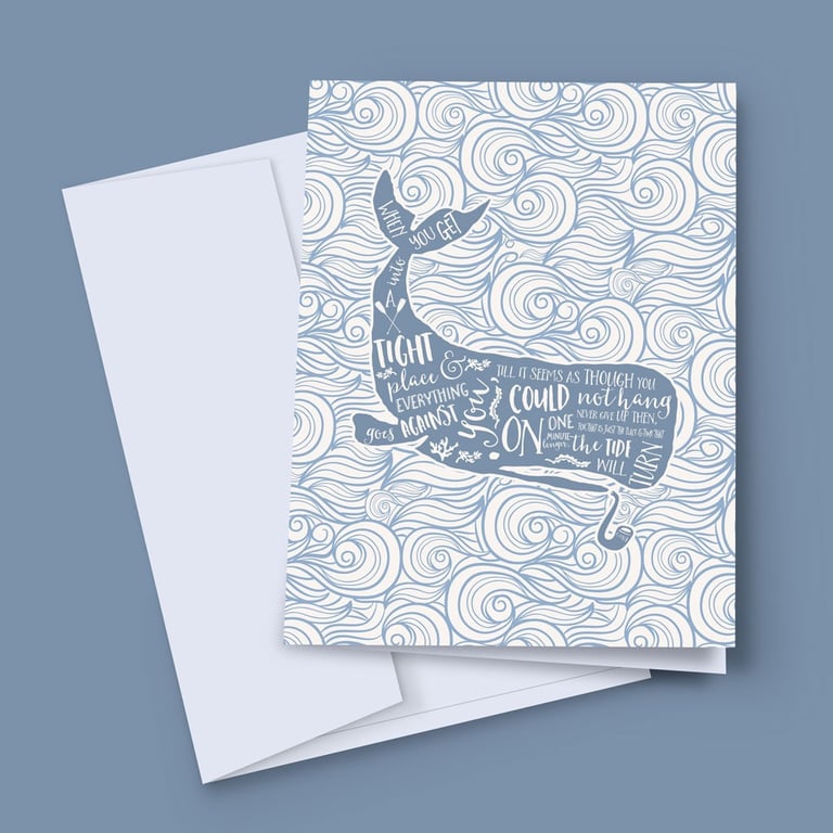 The Tide Will Turn Card, Whale Card, Wellbeing Card, Wellness Card, Quote Card