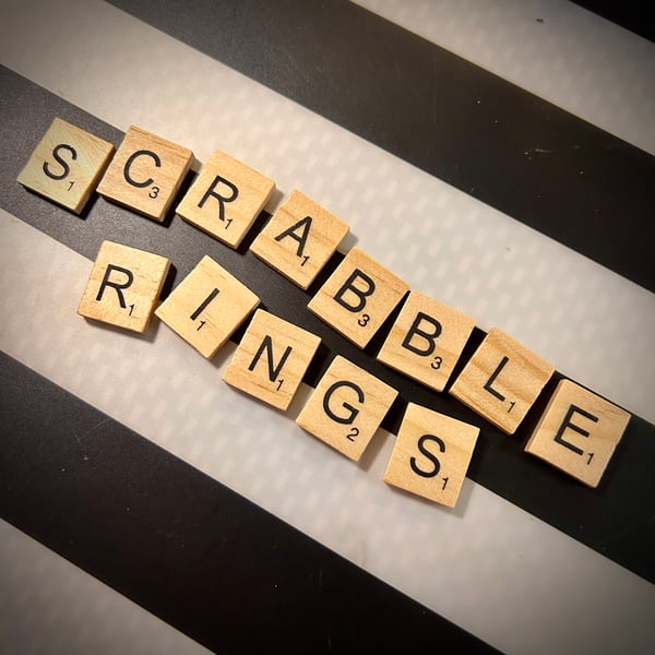 Hand Made Wooden Scrabble Ring - Adjustable. All letters available