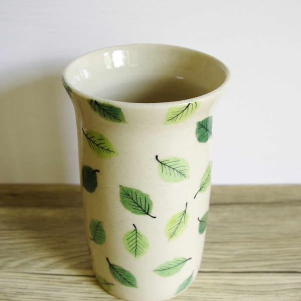 Large Vase - Green Beech Leaves, Pattern