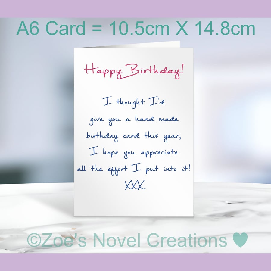 Rubbish Birthday Card A6 size 10.5cm X 14.8cm 