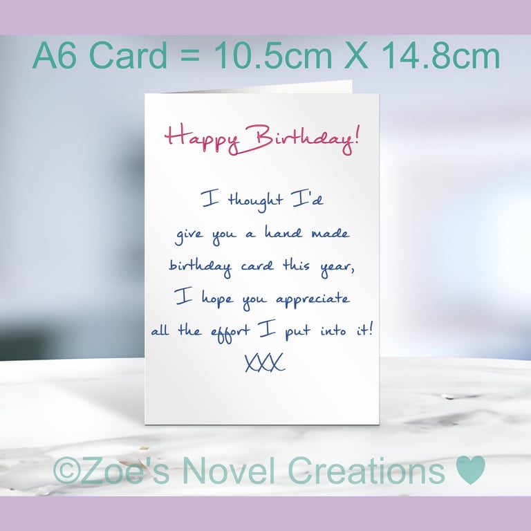 Rubbish Birthday Card A6 size 10.5cm X 14.8cm 