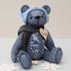 Hand sewn Christmas elf bear, embroidered artist teddy bear, one of a kind bear
