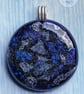 Beautiful fused grass dichroic round pendant blues purples sparkly - Image 1