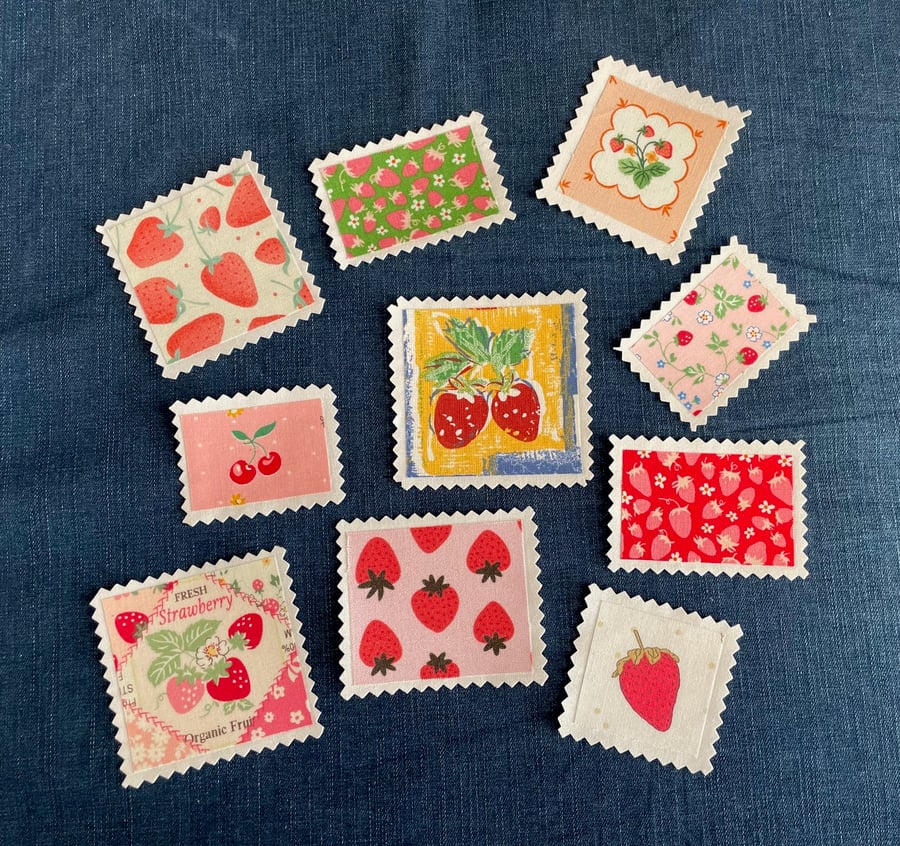 Fabric Postage Stamps - Summer Fruits 