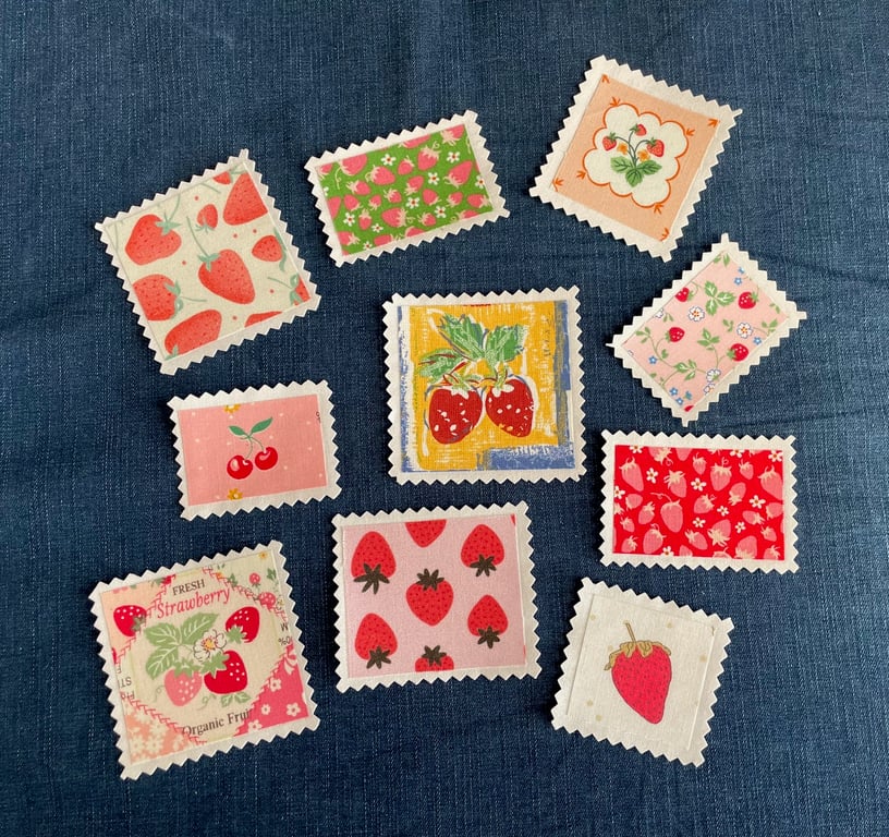 Fabric Postage Stamps - Summer Fruits 