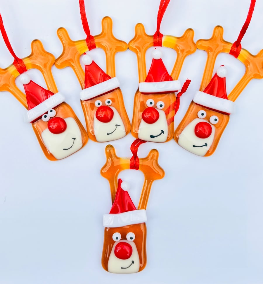 Fused glass Christmas Ronnie reindeer 