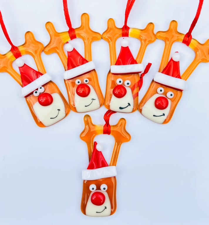 Fused glass Christmas rudolf rendeer