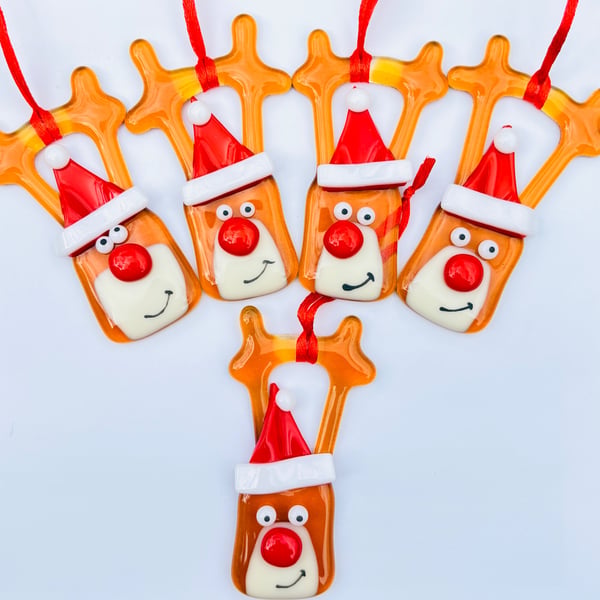Fused glass Christmas Ronnie reindeer 