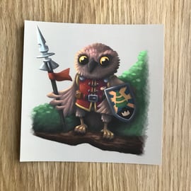 Owl Knight Square Post Card Print