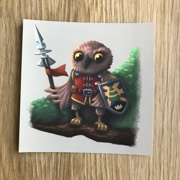 Owl Knight Square Post Card Print