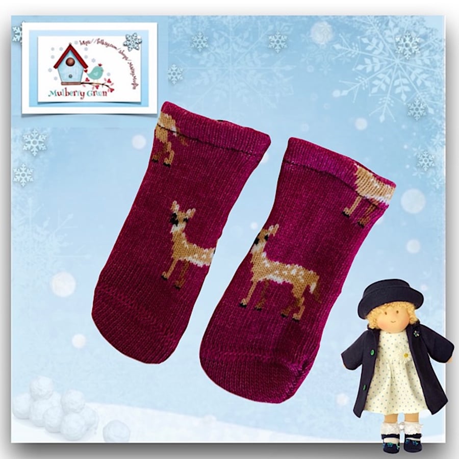 Reserved for Connor - SALE ITEM - Plum Reindeer Socks